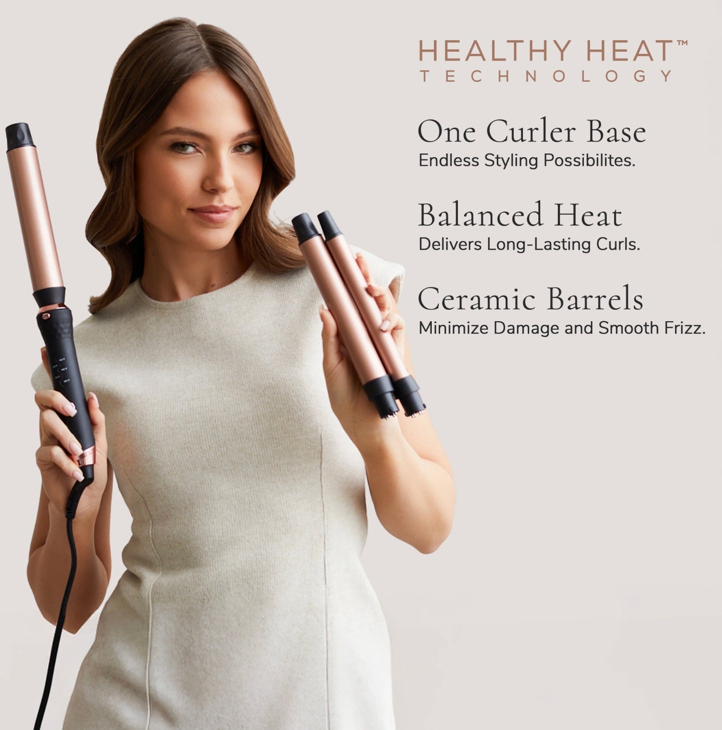 Interchangeable Clipless Curler Set (3 Sizes) with Base SUTRA